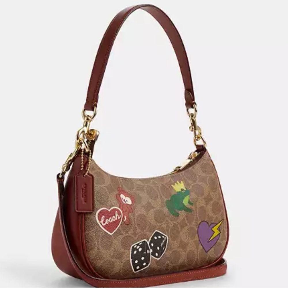 Coach Teri Shoulder Bag In Signature Canvas With Sticker Print nwt in packaging - Picture 2 of 4